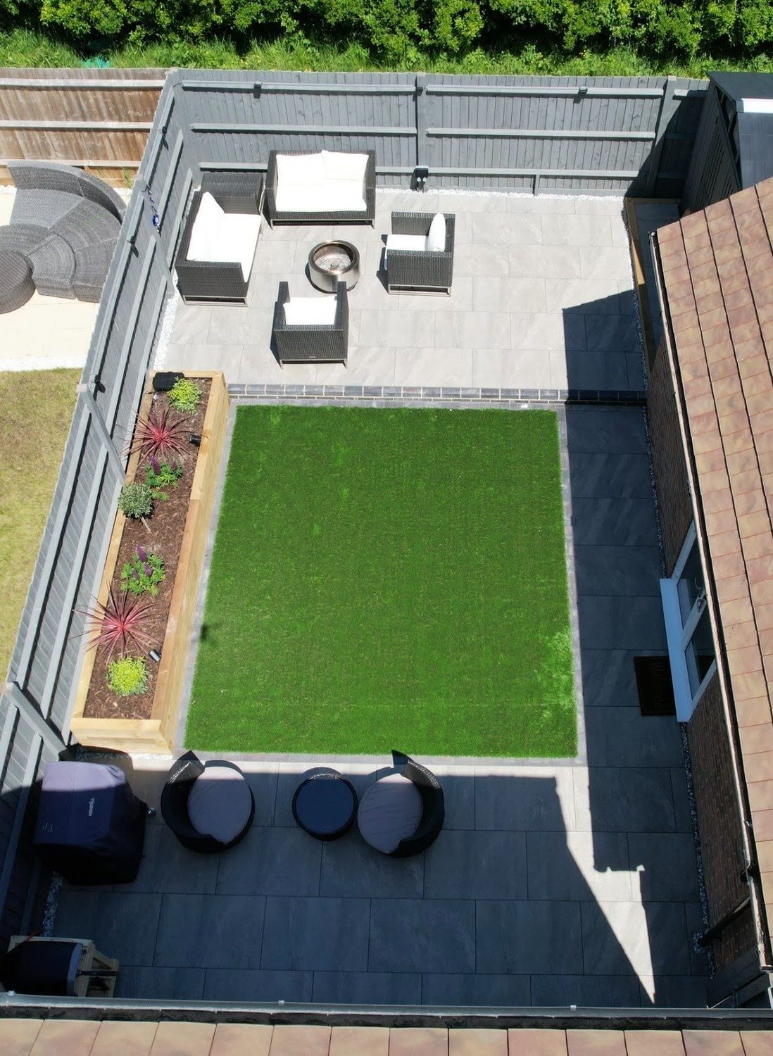 Drone view of finished Warsash garden