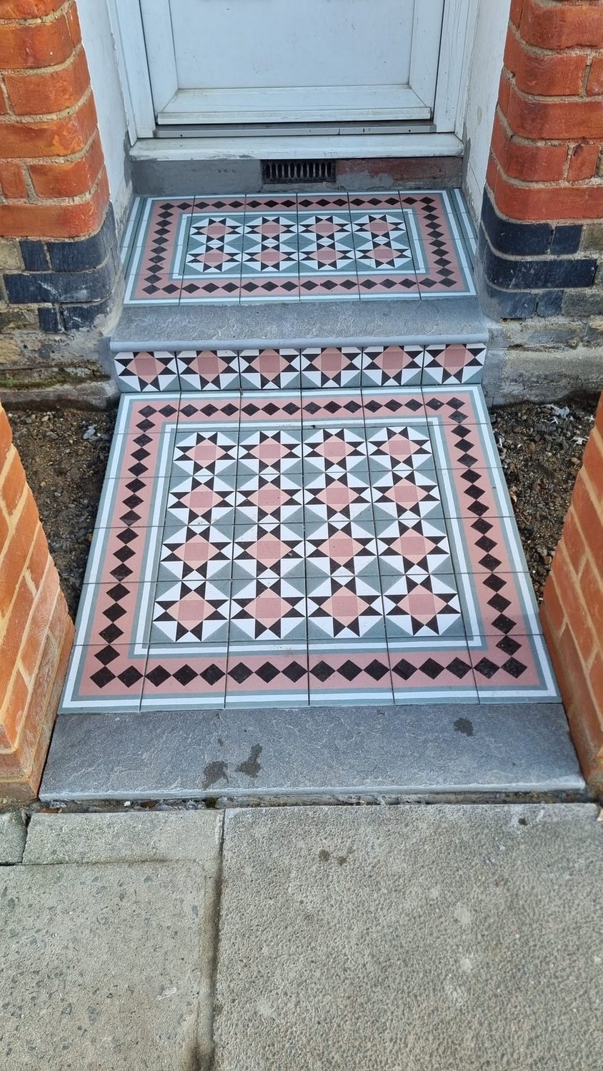 Restored Victorian path tiling